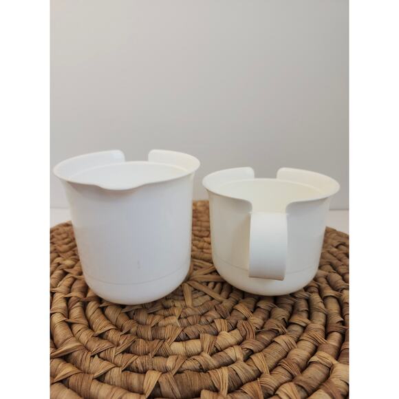 Tupperware Vintage Sugar & Creamer Spoon Set White Snap Lid Coffee Tea - Picture 7 of 12